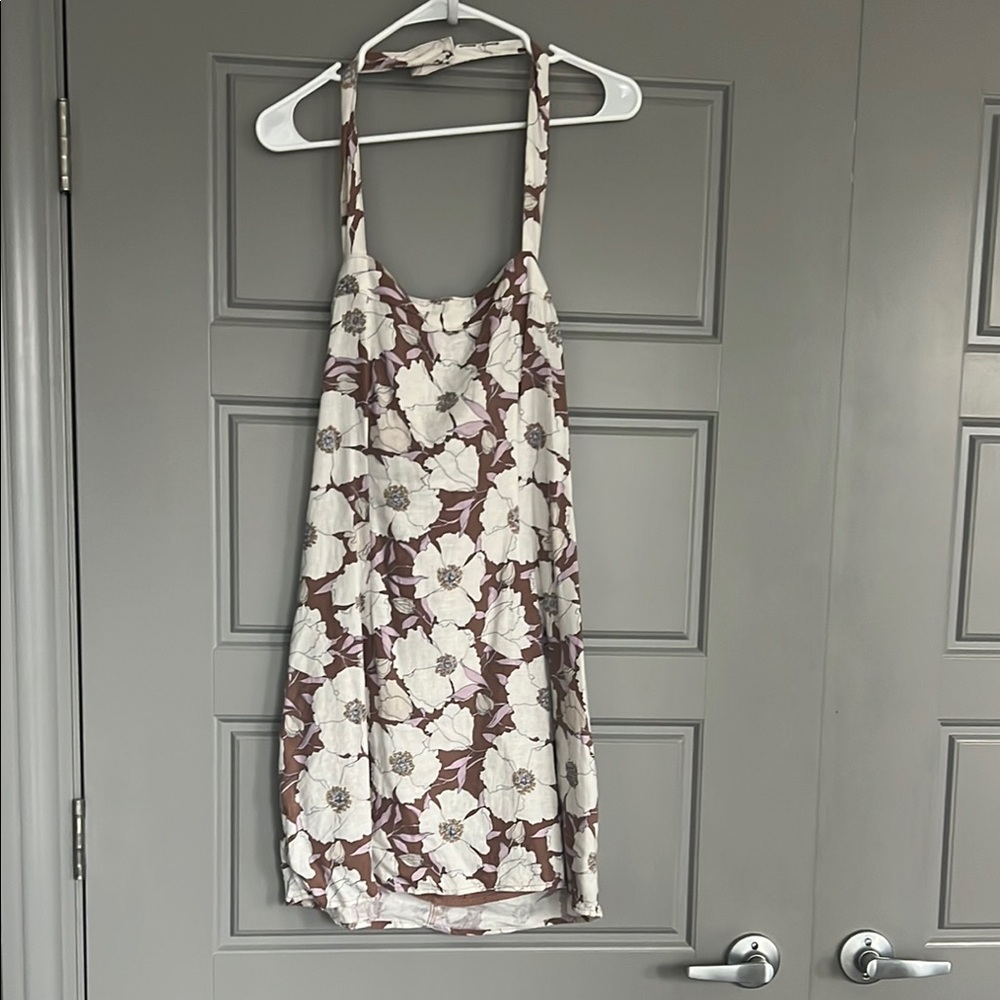 Abercrombie & Fitch Floral Mini Dress - Cream and Brown